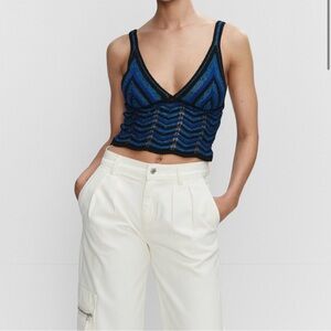 MANGO LUREX GEOMETRIC OPENWORK TOP